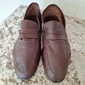 HARRYS OF LONDON Brown Penny Strap Edward Toe Slip On Leather Loafers size 6/40